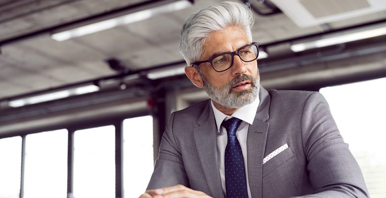 Grey hair and Beard