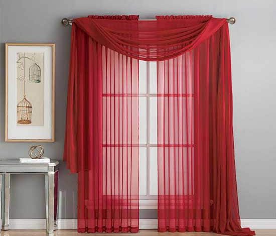 red curtains