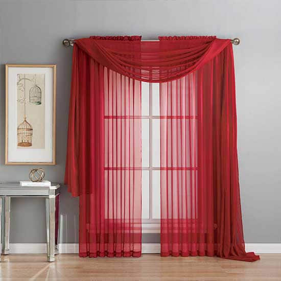 red curtains