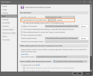 Configure Autosave Options