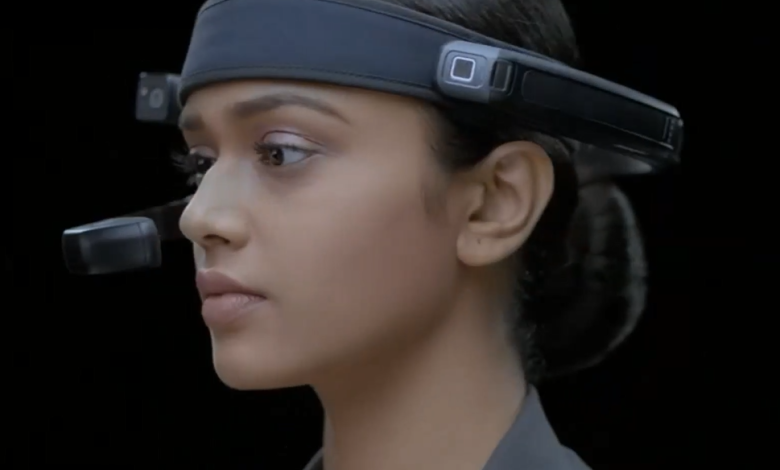 woman wearing realtime ar headset