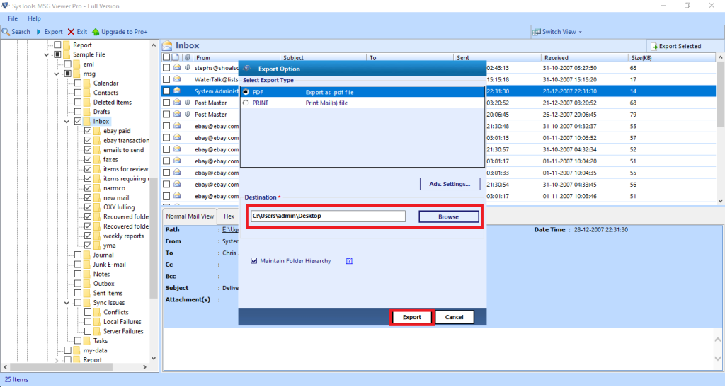 Batch Convert MSG Files to PDF